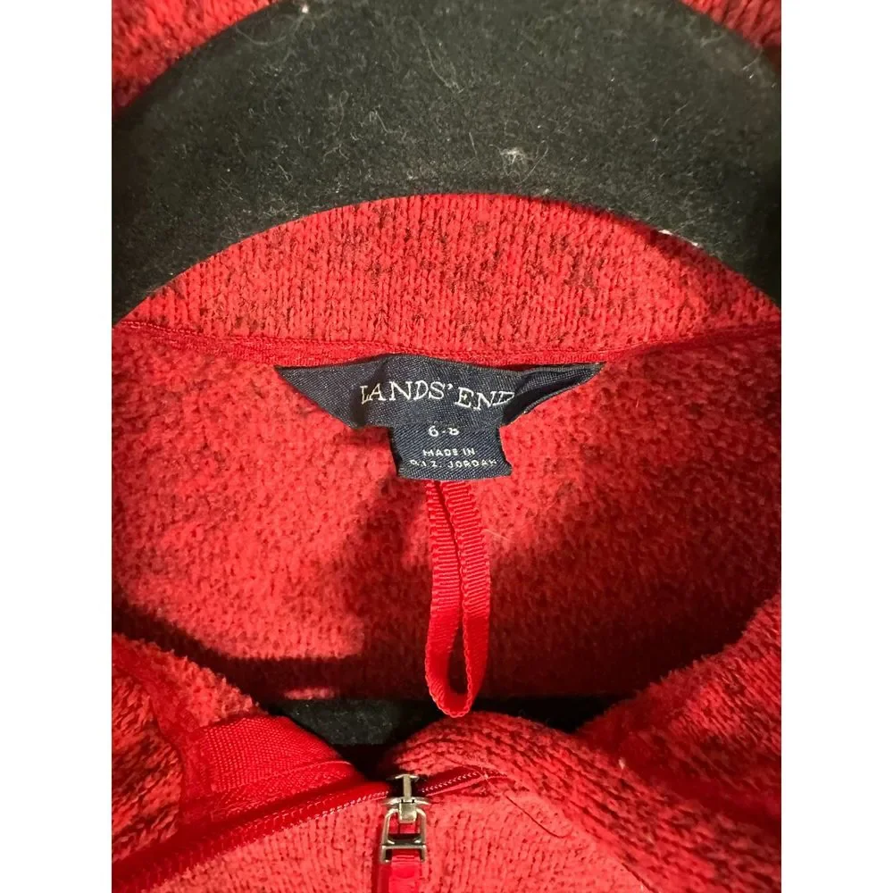 Land's End Women's 1/4 Zip Red Marled Pullover Jacket, Size 6-8 - Picture 2 of 3